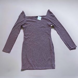 Better Be Mauve Ribbed Stretchy Long Sleeve Mini Dress 2X